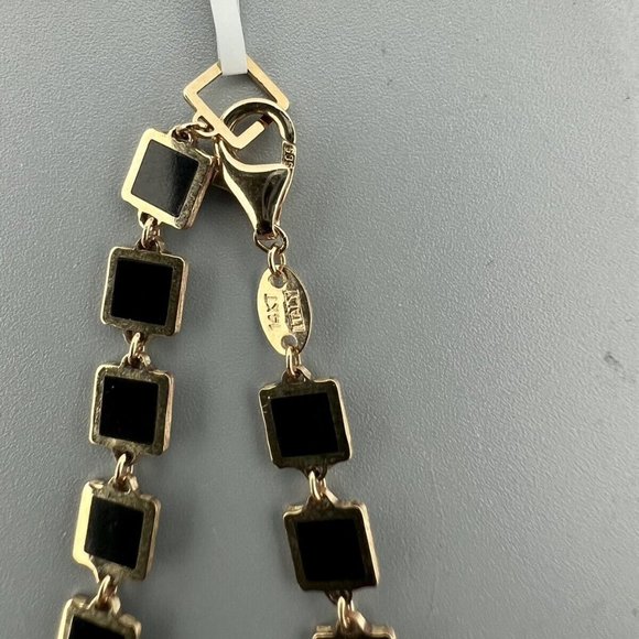 The Lovery 14k Yellow Gold Square Necklace In Onyx And Gold - Picture 6 of 11
